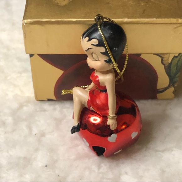 Vintage KFS/FS Betty Boop Red Bell W/Hearts Blue Figurine Ornament, Rare - Picture 2 of 10